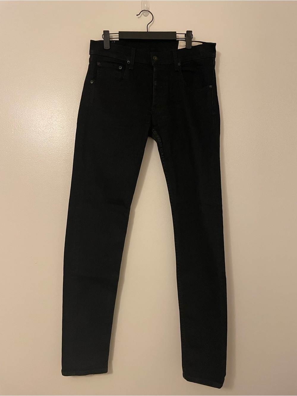 Rag& Bone Standard Issue Cotton Blend High Rise Black Skinny Jean